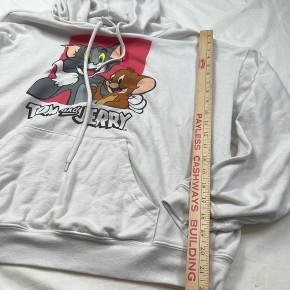 TOM & JERRY Long Sleeve Graphic Hoodie Cartoon  Print White Size L A040822 - Picture 3 of 8